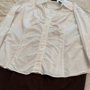 2pc Brown Pants/ White Blouse